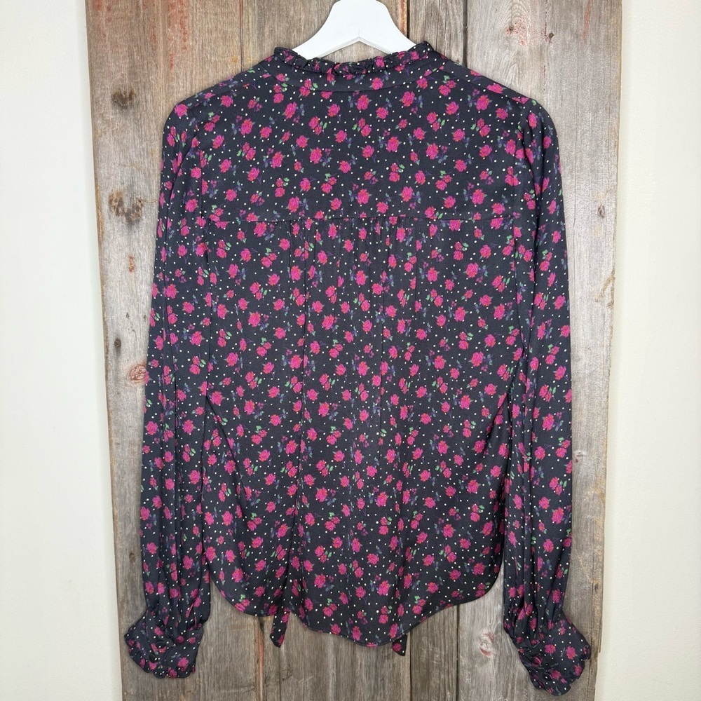 Veronica Beard Louama Tie Neck Dark Floral Blouse size 2 - Picture 8 of 14